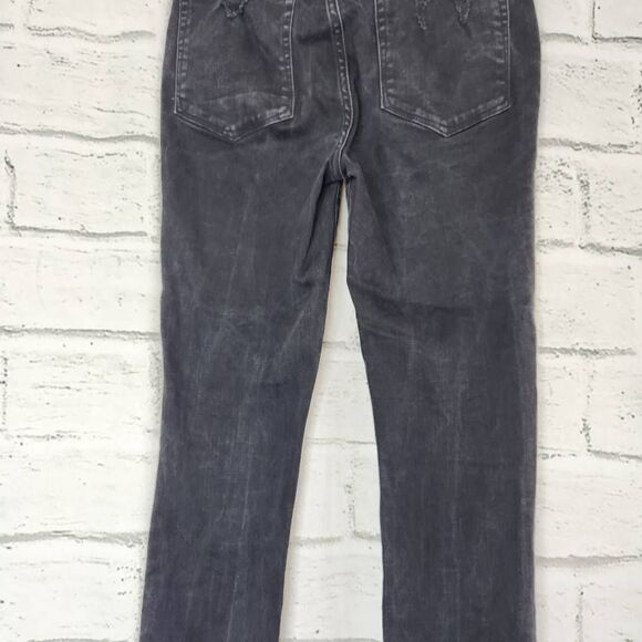 Good American Good Waist Crop Raw Hem Distressed Jeans Black Size 6 - Picture 7 of 11